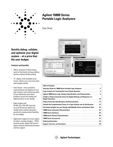 16806A 204-Channel Portable Logic Analyzer