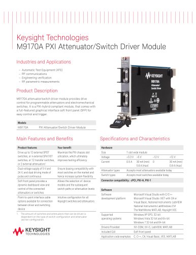 M9170A PXI Attenuator/Switch Driver Module