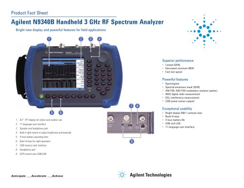 N9340B Handheld 3 GHz RF Spectrum Analyzer