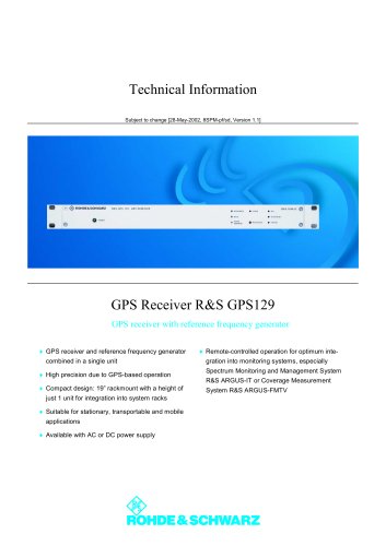 GPS Receiver R&S GPS129 - Technical information