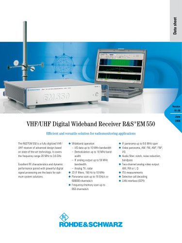 R&S®EM550 VHF/UHF Digital Wideband Receiver - Data sheet