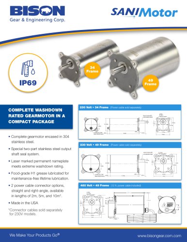 IP69 Rated Stainless Steel Washdown Gearmotors