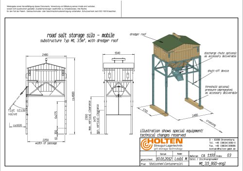 HOLTEN mobile grit storage silo - M1 3,5m³ with dredger roof