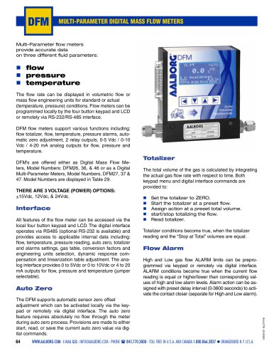 DFM MULTI-PARAMETER DIGITAL MASS FLOW METERS