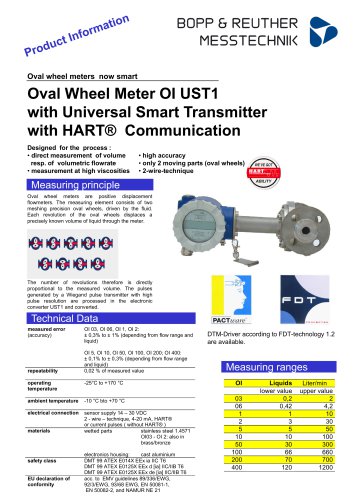 Oval Wheel Meter OI UST1 with Universal Smart Transmitter with HART® Communication