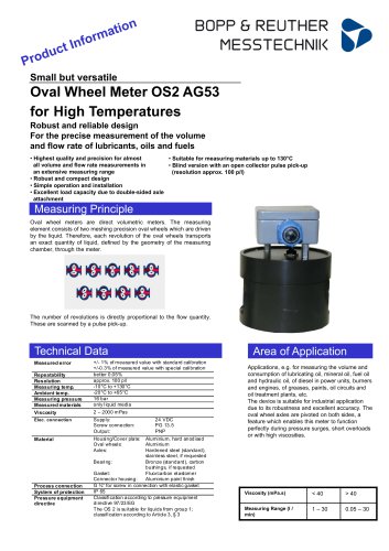 Oval Wheel Meter OS2 AG53 for High Temperatures