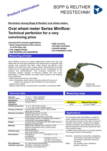 Oval wheel meter Series Miniflow