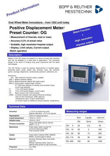 Positive Displacement Meter / Preset Counter: OG