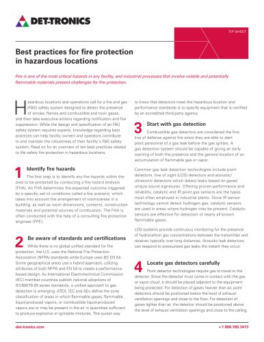 Best practices for fire protection   in hazardous locations