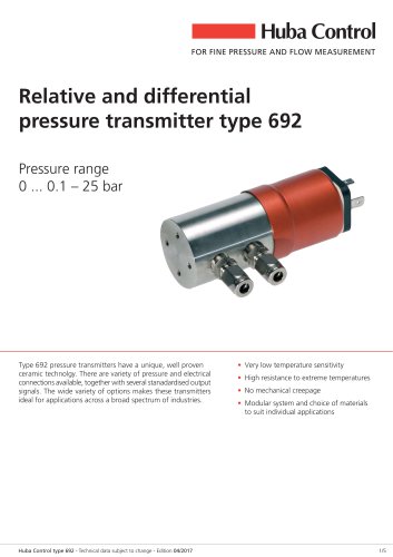 Differential pressure transmitter 692 0 ... 0.1 - 25 bar