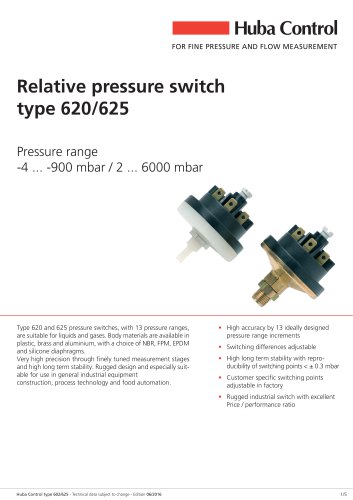 Mechanical Pressure Switch 625 -900 ... 6000 mbar