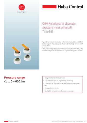 OEM Pressure measuring cell 513 -1 ... 0 - 600 bar