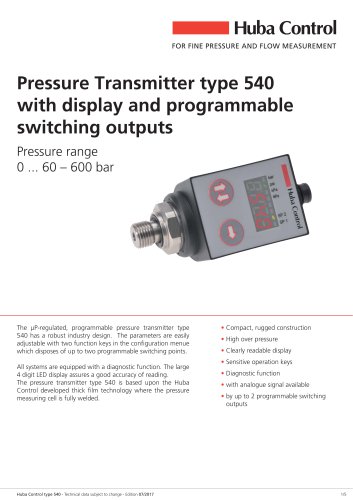 Pressure sensor 540 with display 0 ... 60 – 600 bar