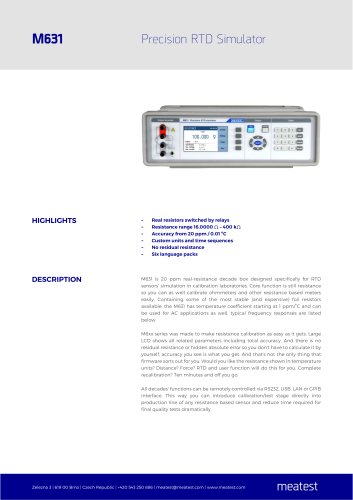 M631 Real-Resistance RTD Simulator