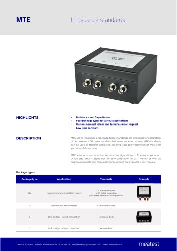 MTE Laboratory Impedance Standards