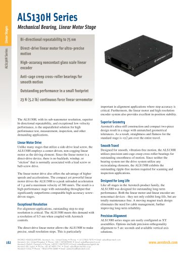 ALS130H Mechanical-Bearing Direct-Drive Linear Stage