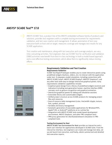 ANSYS® SCADE Test™ 17.0