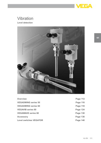 Product catalogue: Vibration VEGASWING, VEGAVIB, VEGAWAVE (Switching)