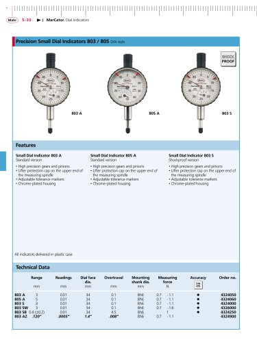 MarCator Small Dial Indicator 803 A Standard version