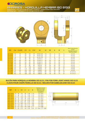 ATTACHMENTS FORK JOINT HINGE ISO 8133