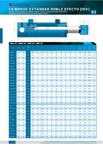 DOUBLE ACTING STANDARD CYLINDERS 700
