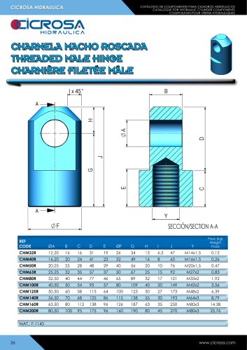 THREADED MALE HINGE