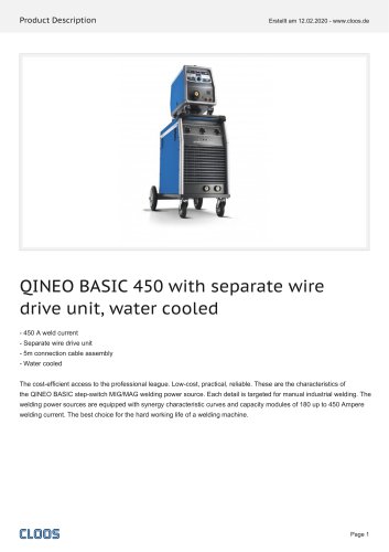 QINEO BASIC 450 with separate wire drive unit, water cooled