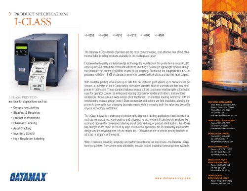 I-Class Industrial Bar Code Printers