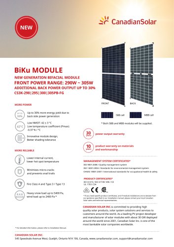 BiKu MODULE CS3K-290|295|300|305PB-FG