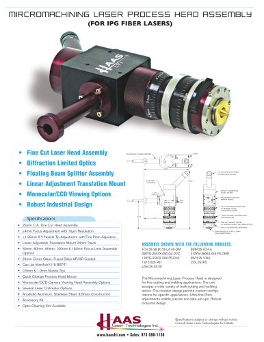 Micromaching Laser Process Head Assembly