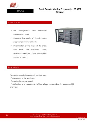 CRACK GROWTH MONITOR 3 Channels – 20A (New generation) with Ethernet port