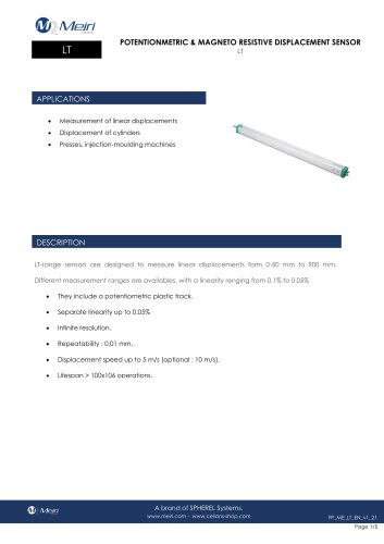 LT POTENTIONMETRIC & MAGNETO RESISTIVE DISPLACEMENT SENSOR